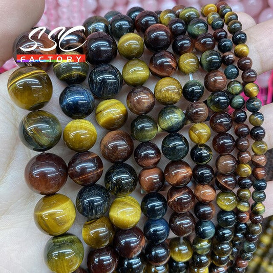 5A Quality Natural Stone Blue Tiger Eye Beads Round Loose Beads 6 8 10 12mm