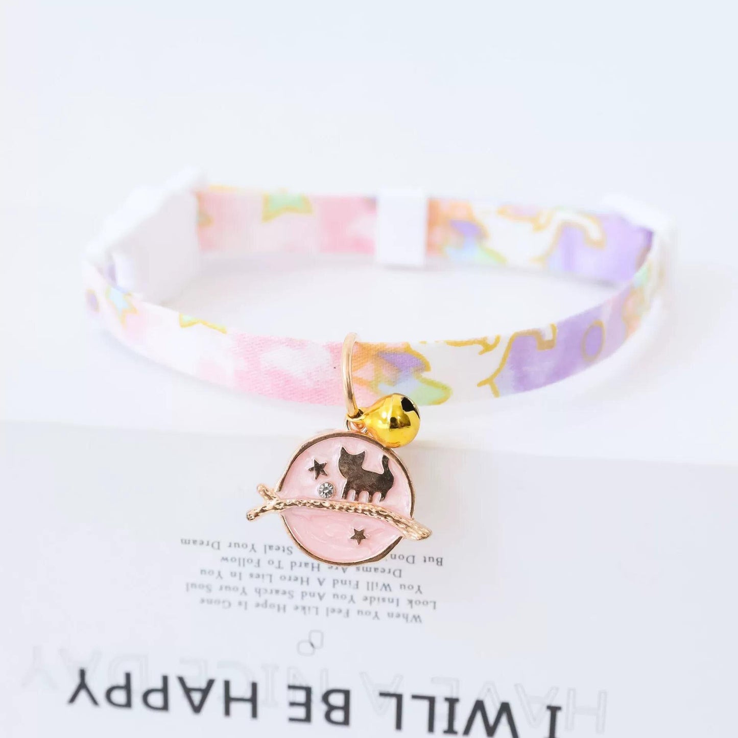 ins styal Cat Collar Safety moon cat Small Dog Tie Adjustable Neck Strap for Pu