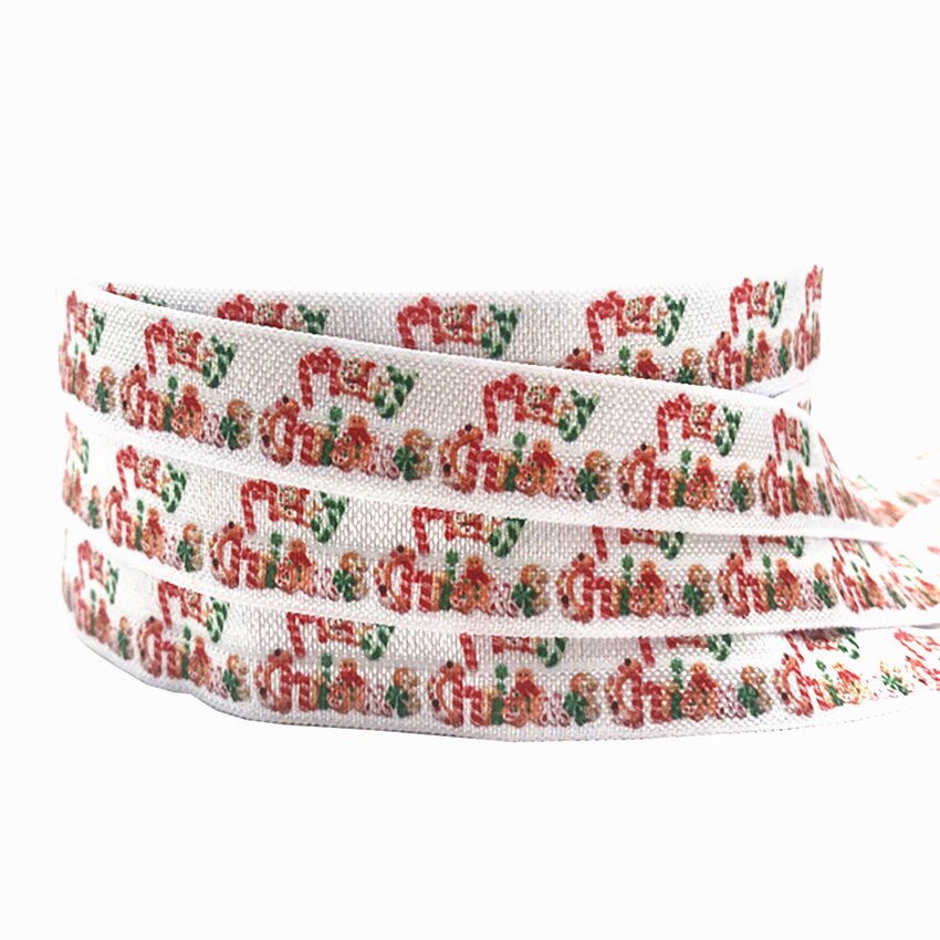 10Y 60 Designs Christmas Fold Over Elastic Wholesale Santa Snowman Deer