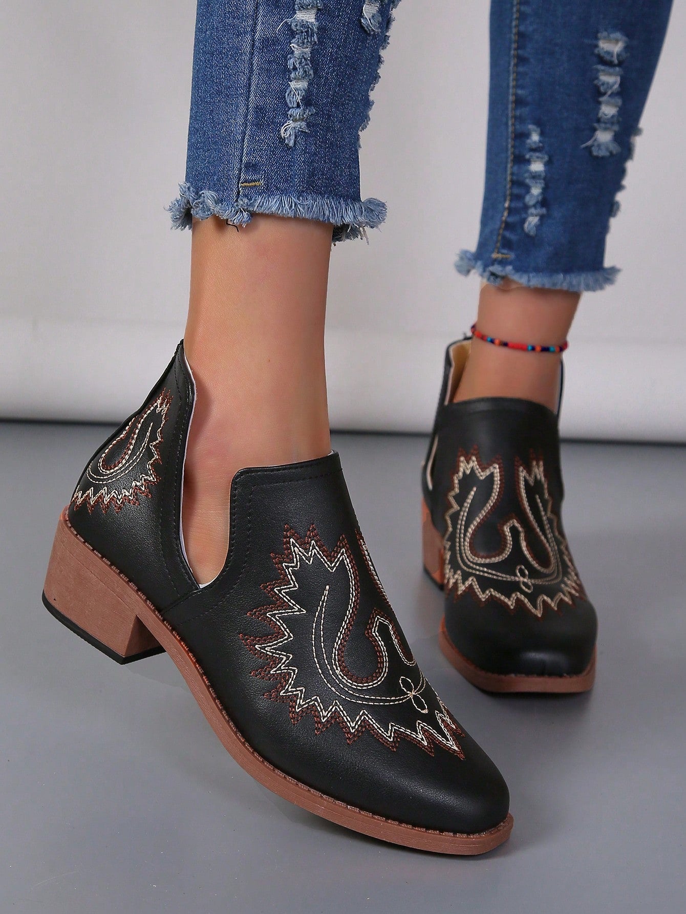 Fashionable Booties For Women, Stitch Detail Slip-on Fashion Boots