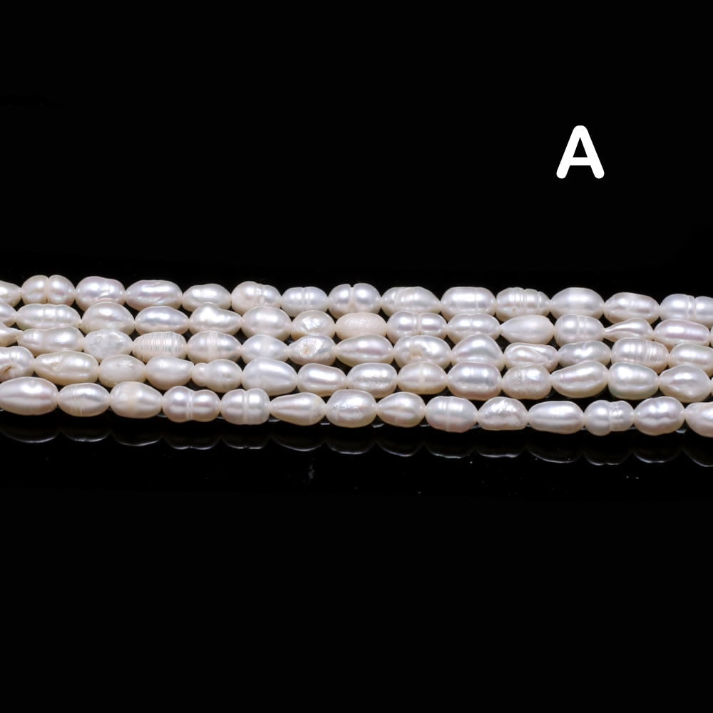 Natural Freshwater Pearl Beads High Quality Rice Shape Punch Loose Beads