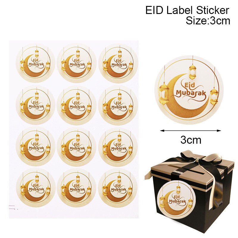 60/120pcs Ramadan EID Mubarak Decorations Paper Sticker Gift Lable Seal