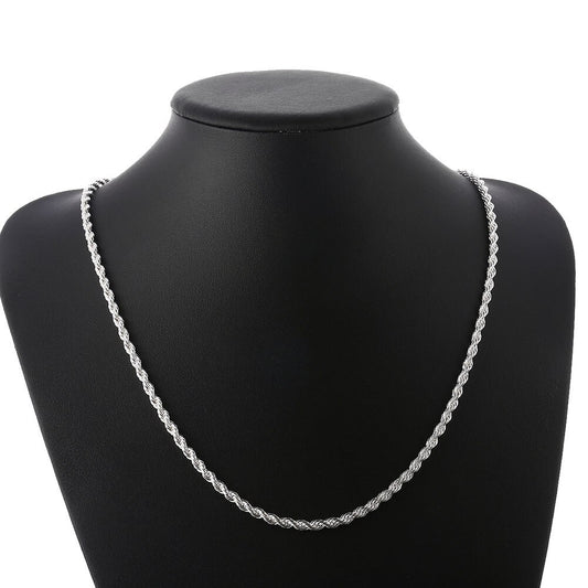 Silver Color 4mm Chain Male Twisted Rope Necklace Bracelets Fashion Women Men S