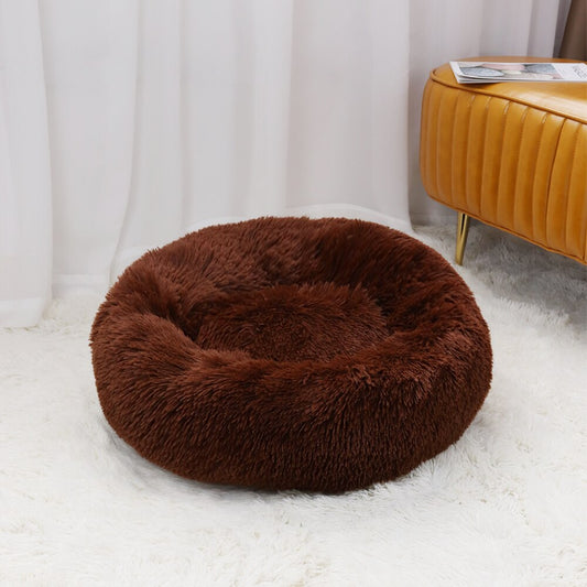 Super Soft Pet Cat Bed Plush Full Size Washable Calm Bed Donut Bed Comfortable