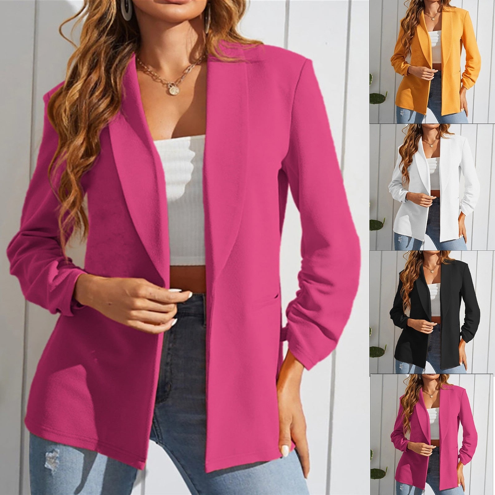 Women's Solid Colour Lapel Casual Small Suit Jacket image 1