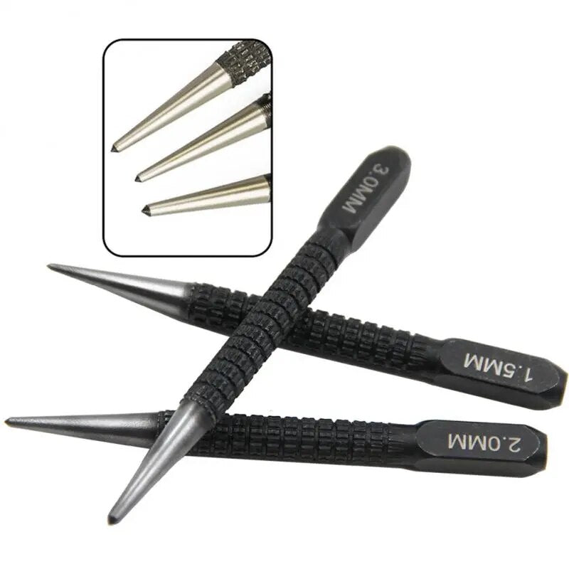 1.5/2/3mm Alloy Steel Center Punch Metal Wood Marking Drilling Tools Non-slip C image 6