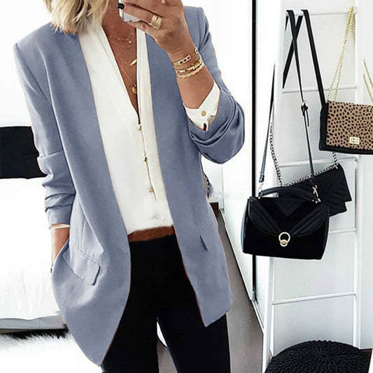 Womens Fashion Blazer Jacket Slim Fit Woman Jackets Long Sleeve Blazer Coat Sol image 0