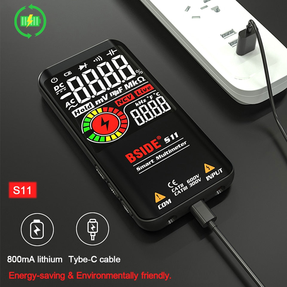 BSIDE Digital Multimeter Smart Electrician Tester USB Charge T-RMS DC AC Voltag image 7