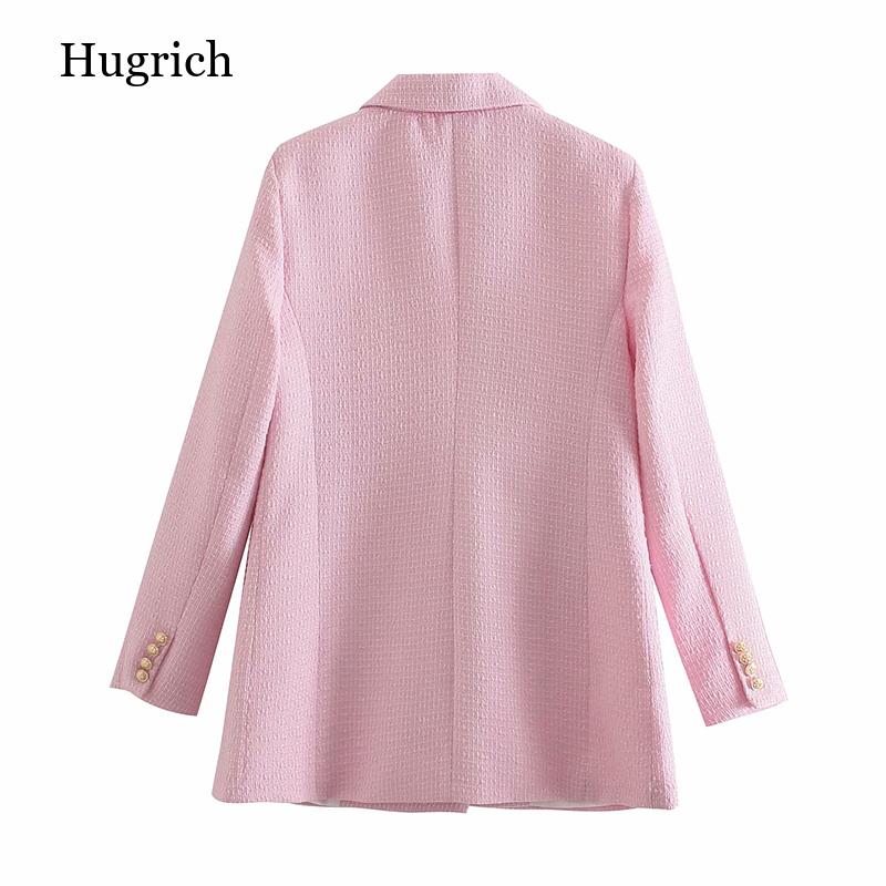 2021 Women Spring Vintage Double Breasted Solid Blazers and Jackets Fashion Tur image 5
