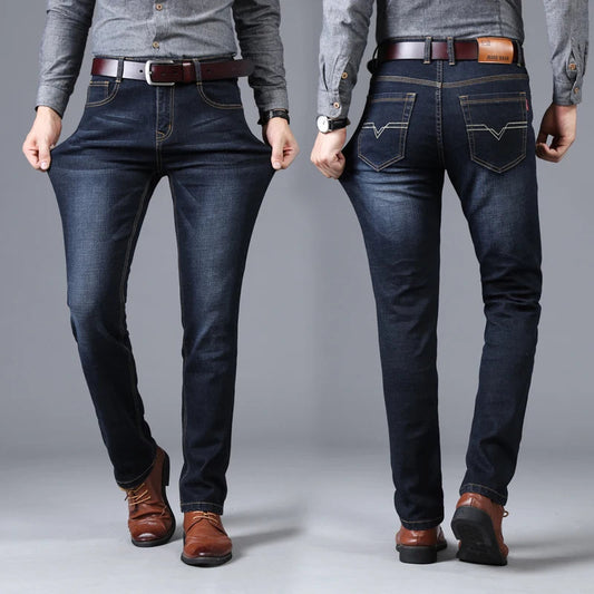 Men's Straight and Versatile Long Jeans, Stretch Style, Men's Jeans, Loose Fitt image 0