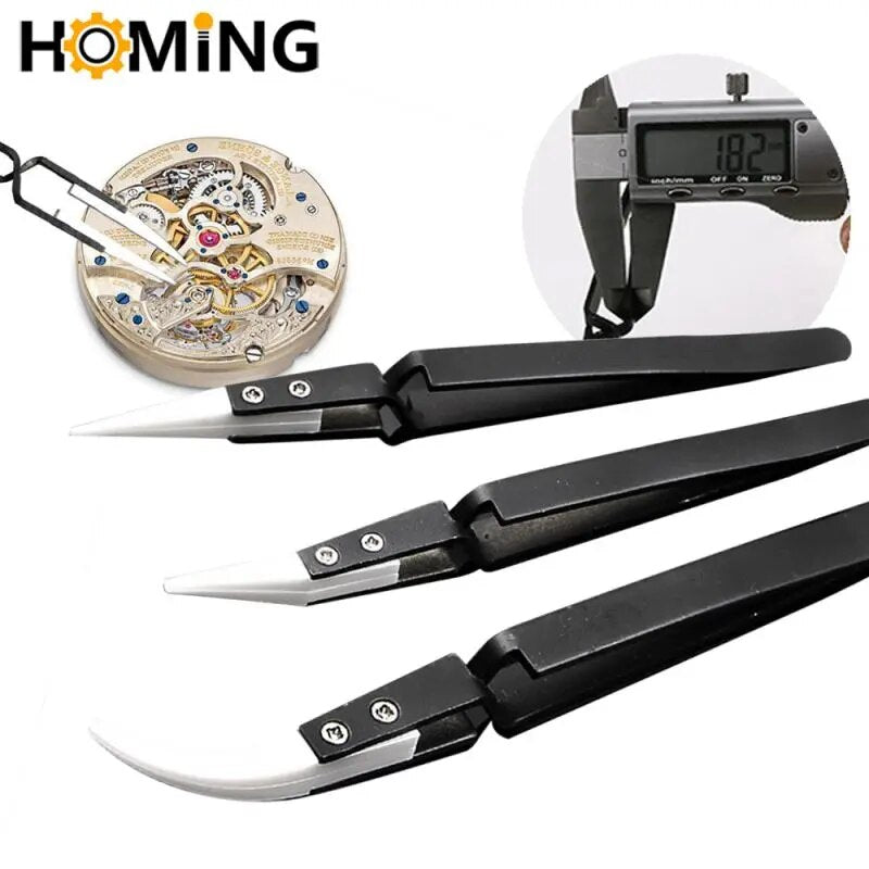 Stainless Steel Tweezers Anti Static Fine Pointed Elbow Precision Tweezers Sold image 0