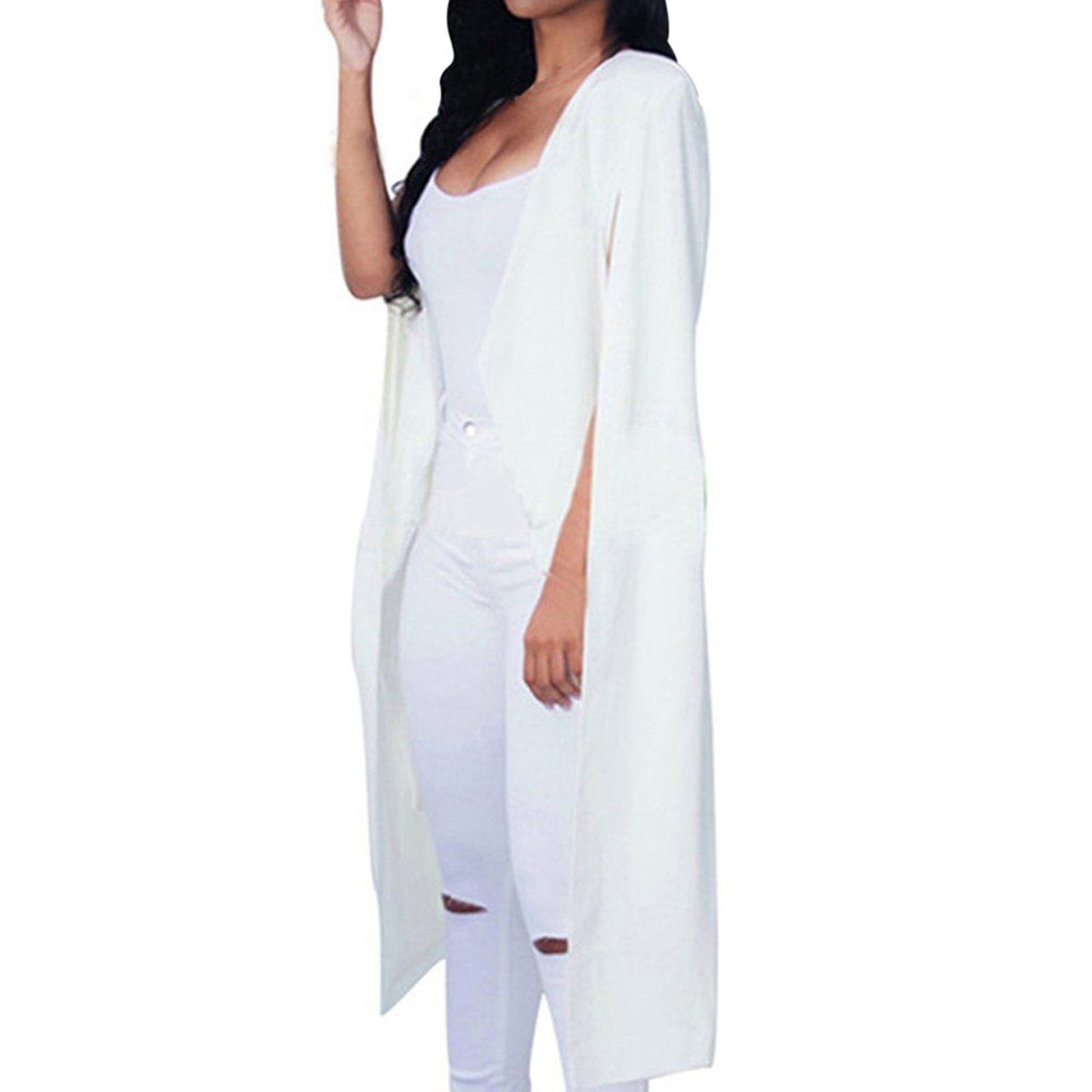 Women Long Coat Cloak Cape Blazer Suit Jacket Trench Poncho Outwear Tops Casual image 3
