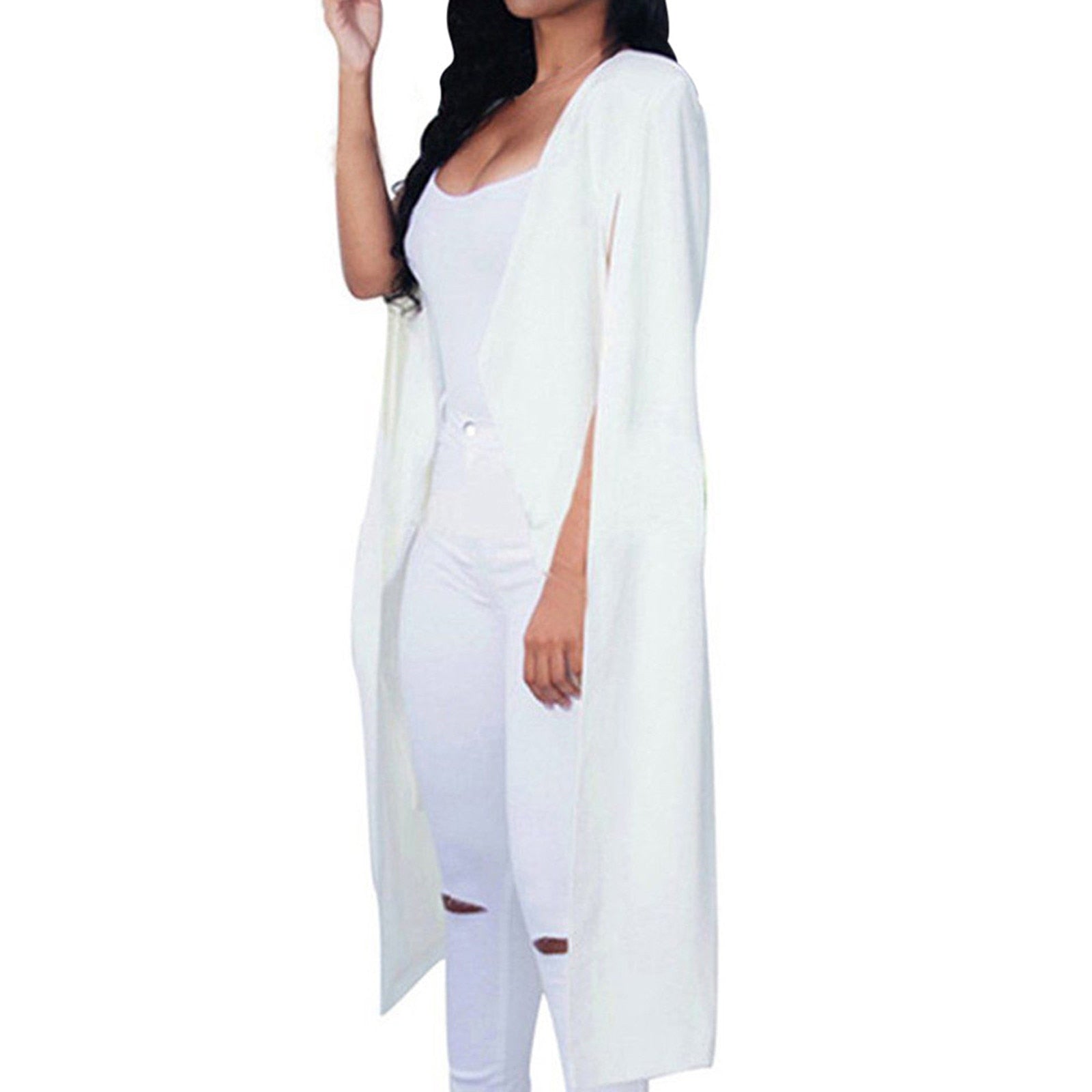 Women Long Coat Cloak Cape Blazer Suit Jacket Trench Poncho Outwear Tops Casual image 3