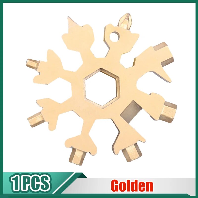 18in1 Snowflake Spanner Keyring Hex Multifunction Outdoor Hike Wrench Key Ring image 5