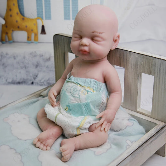 COSDOLL 39cm 1.75kg Full Body Silicone Reborn Dolls Eyes Closed Realistic Newbo image 0