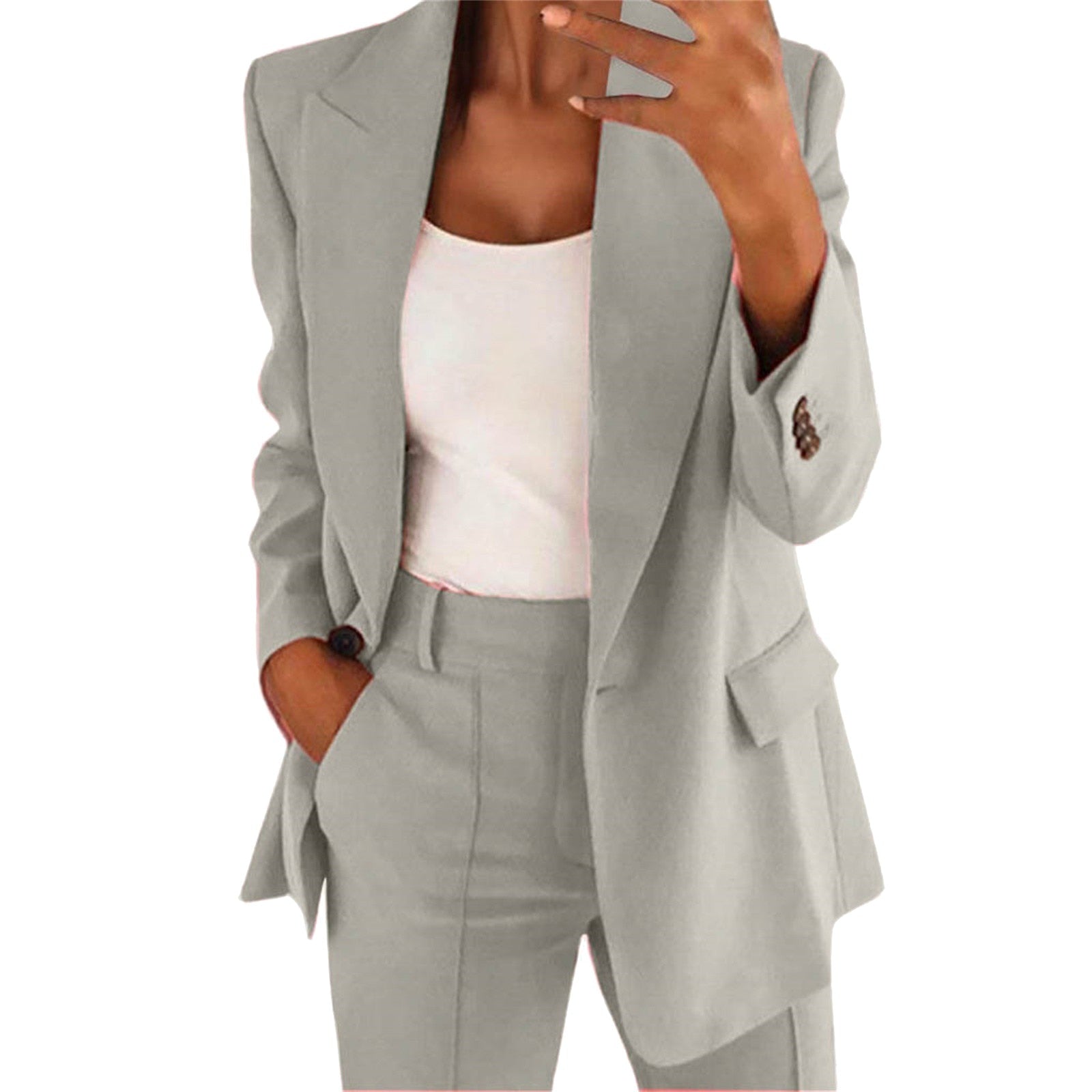 Pink Blazer For Top Office Jacket Ladies Wear Loose Sleeve Casual Blouse Female image 4