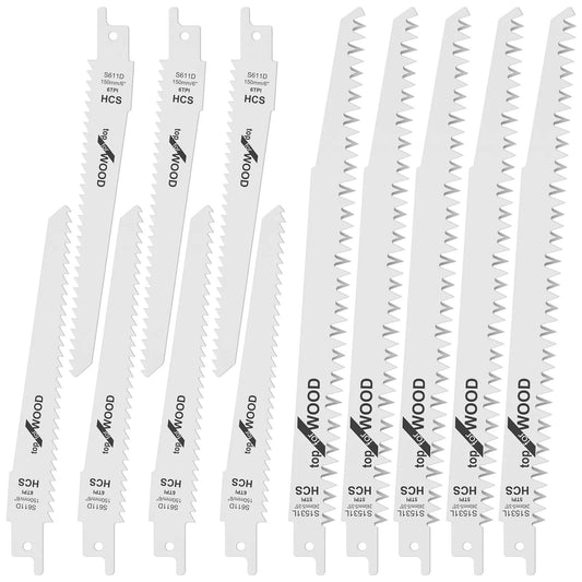 12Pcs Reciprocating Saw Blade 6/9 Inch 6/5TPI High Carbon Steel Pruning Saw Bla image 0