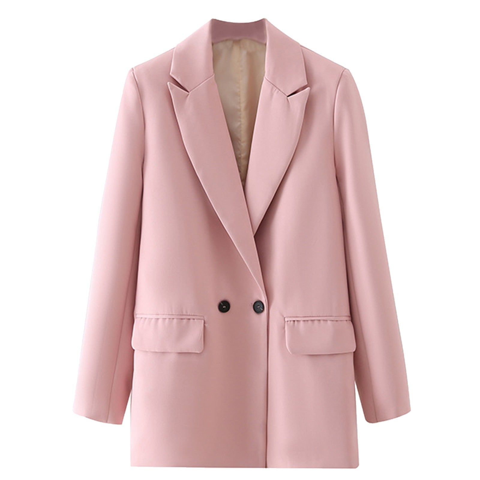 Women's Solid Color V Neck Lapel Double Kuckle Lohas Time Style Coat Casual Ver image 4