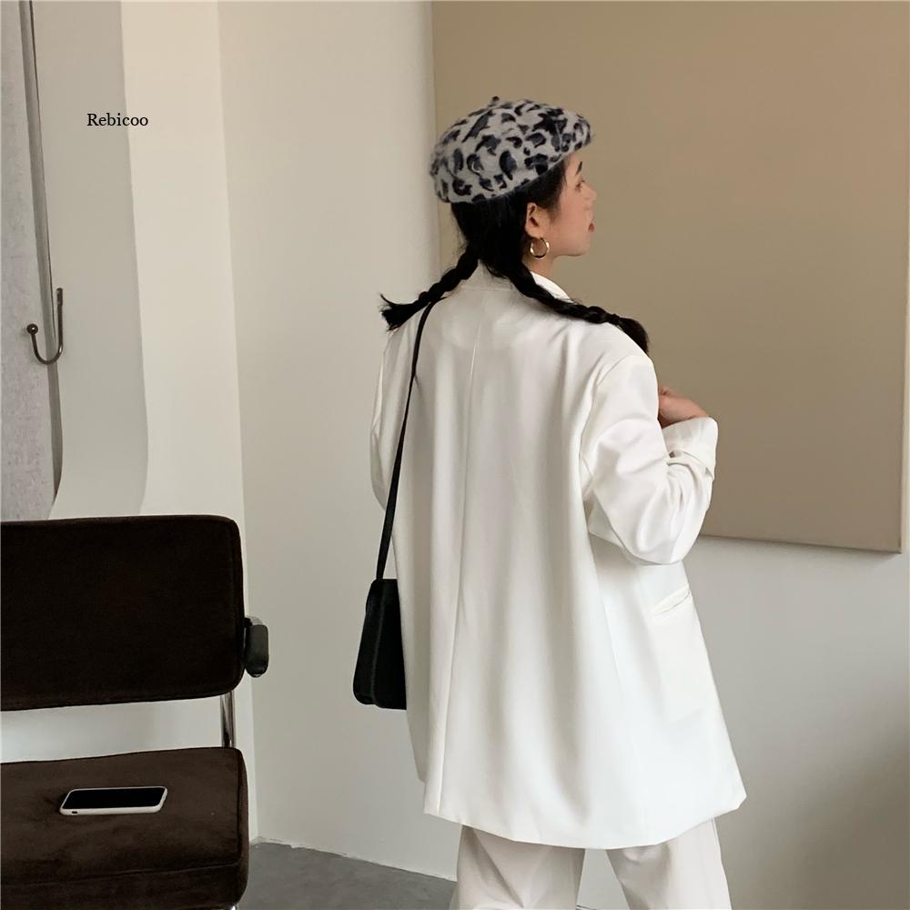 Chic Loose Light Pink Women Blazer Spring Summer Single Buttons Female Oversize image 3