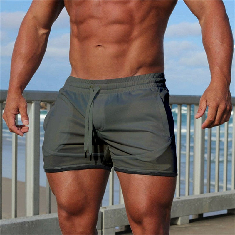 Men Shorts Fitness Beach Sports Shorts Men Summer Gyms Workout Male Breathable Mesh Quick Dry Sportswear Jogger Short Pants Men