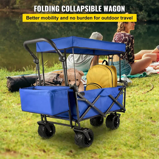 Camping carts, Foldable Wagon Cart Removable Canopy 600D Oxford Cloth,, Portabl image 0