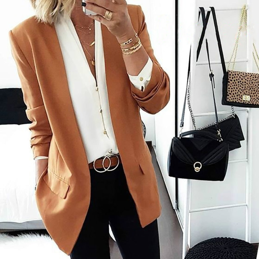 Womens Fashion Blazer Jacket Slim Fit Woman Jackets Long Sleeve Blazer Coat Sol image 1