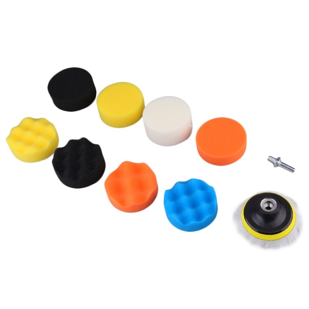 10pcs 3 Inch Multifunction Wave Sponge Ball Car Polishing Beauty Tools Self-Adhesive Waxing Wool Wheel Set Kits for Automotive