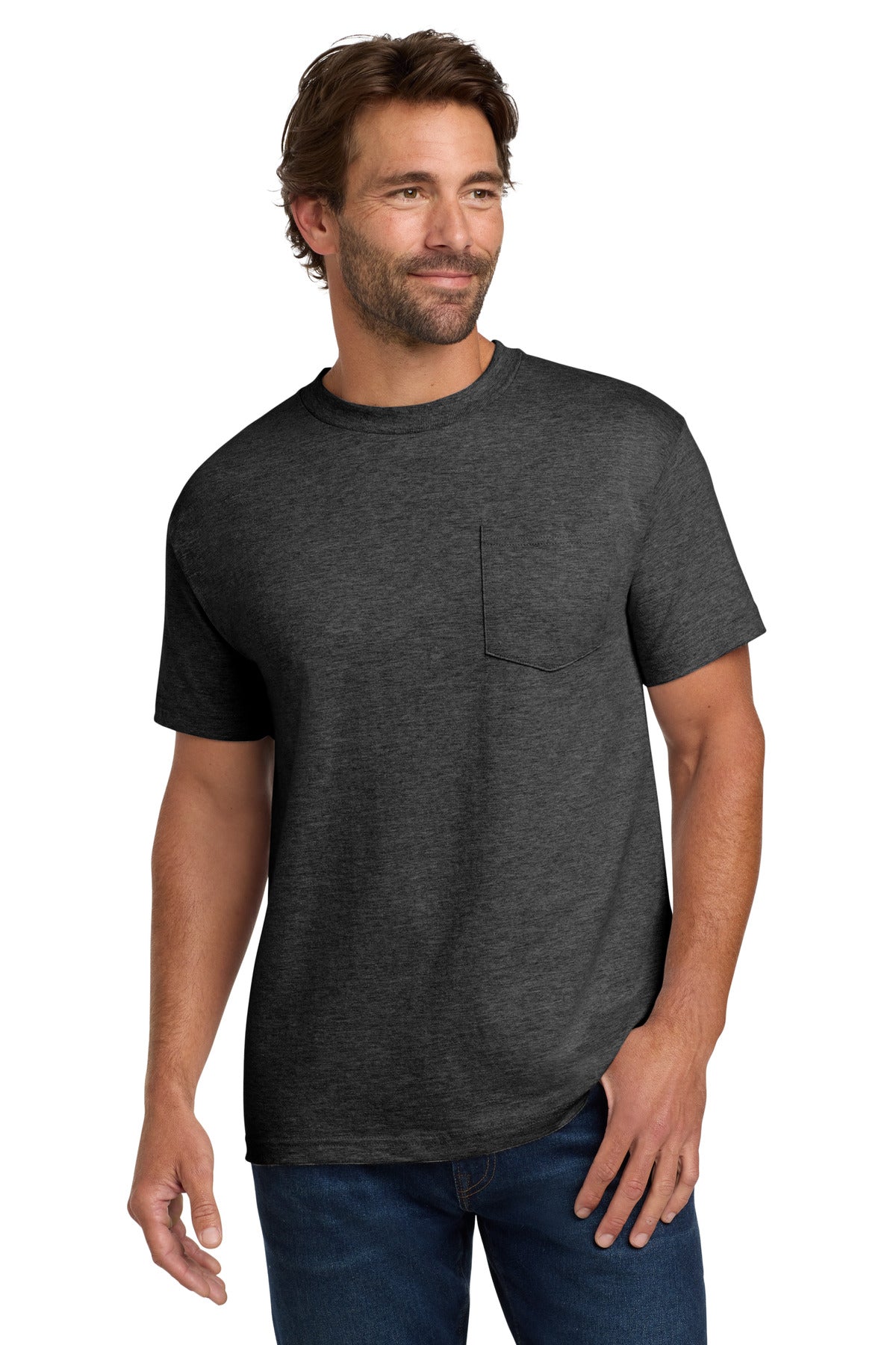 Hanes? Beefy-T? - 100% Cotton T-Shirt with Pocket. 5190