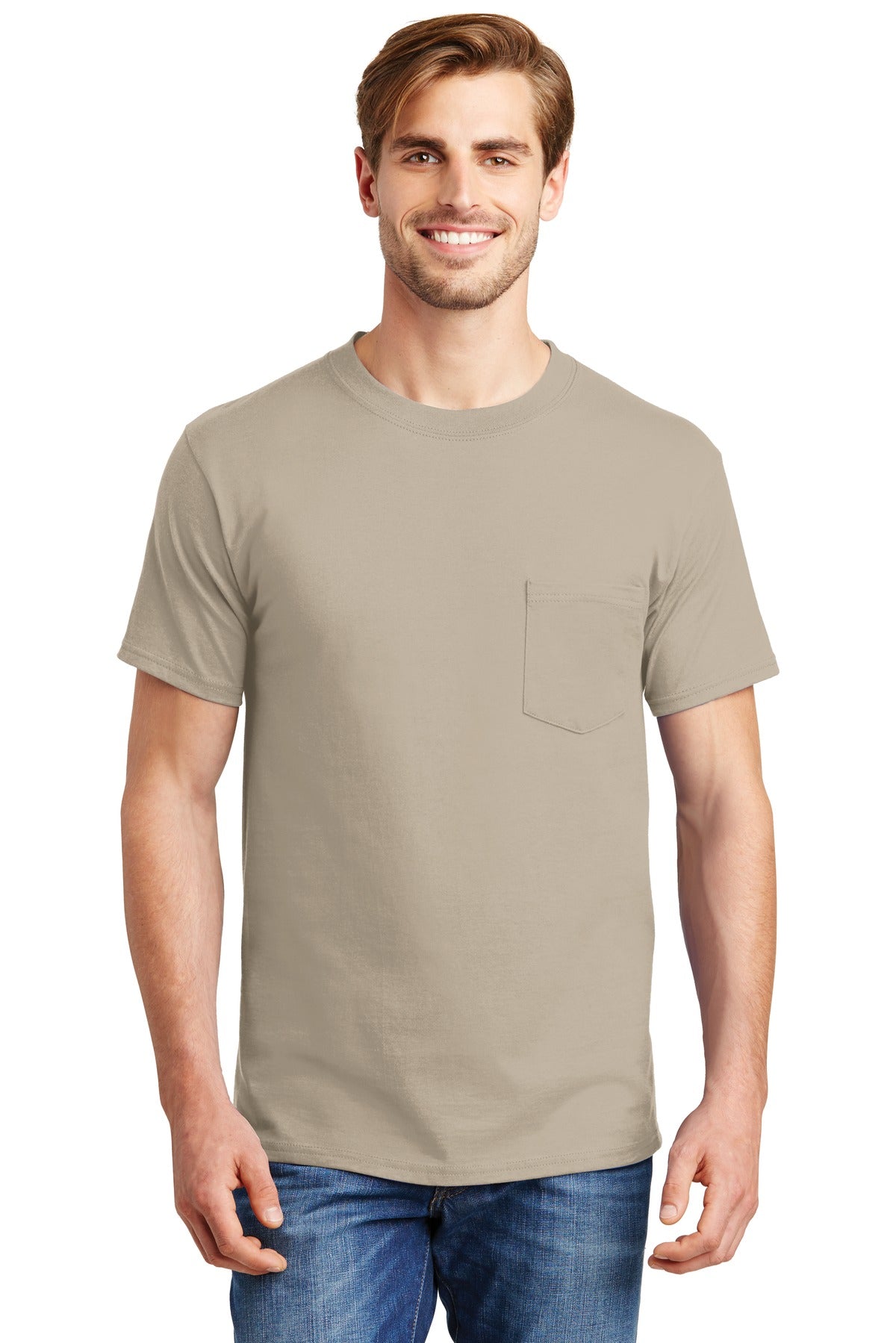 Hanes? Beefy-T? - 100% Cotton T-Shirt with Pocket. 5190