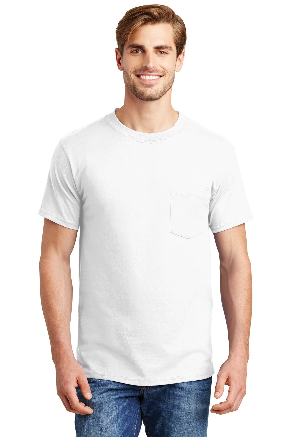 Hanes? Beefy-T? - 100% Cotton T-Shirt with Pocket. 5190