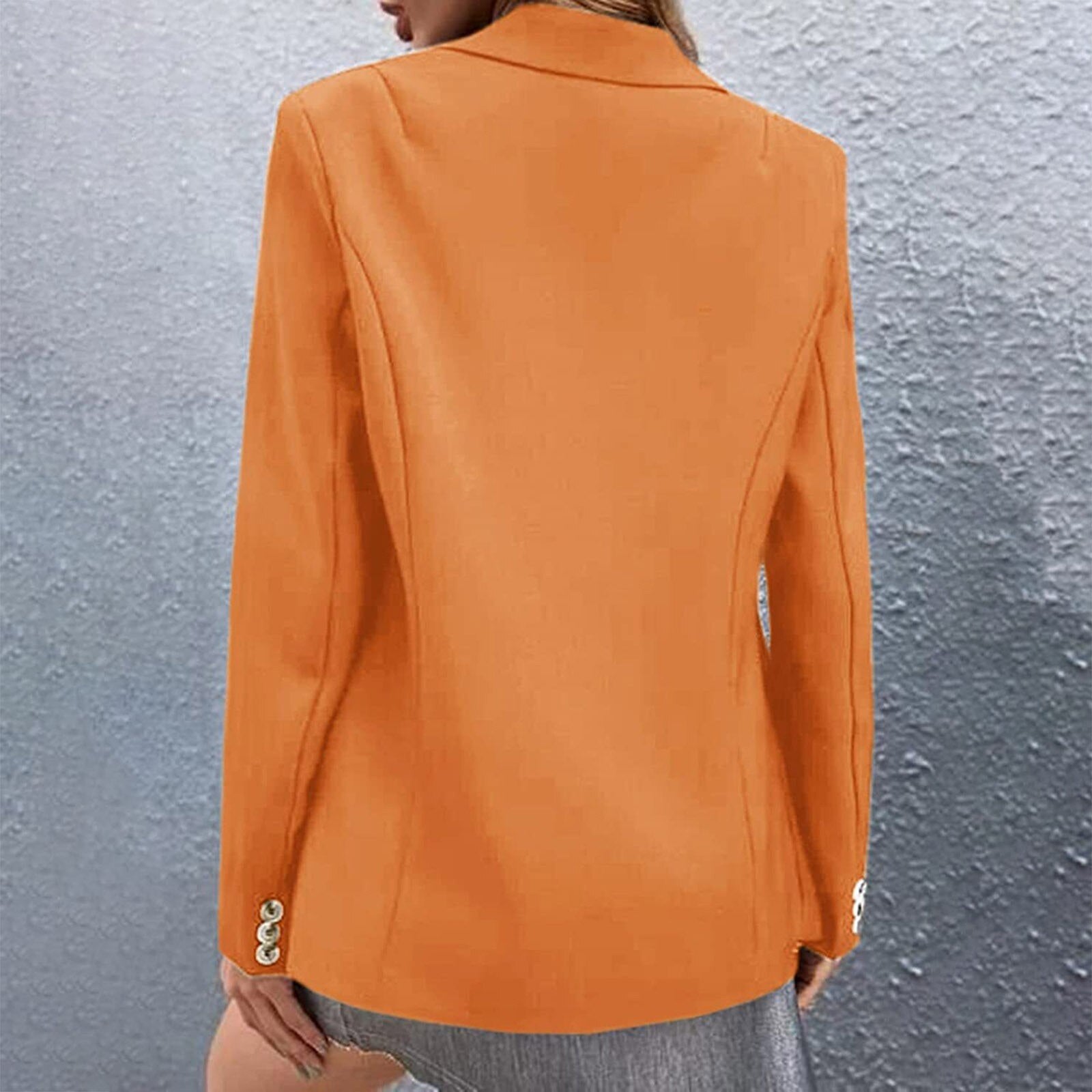 Stylish Solid Blazer Ladies Korean Style Pocket Slim Fit Jacket Long-sleeved La image 4