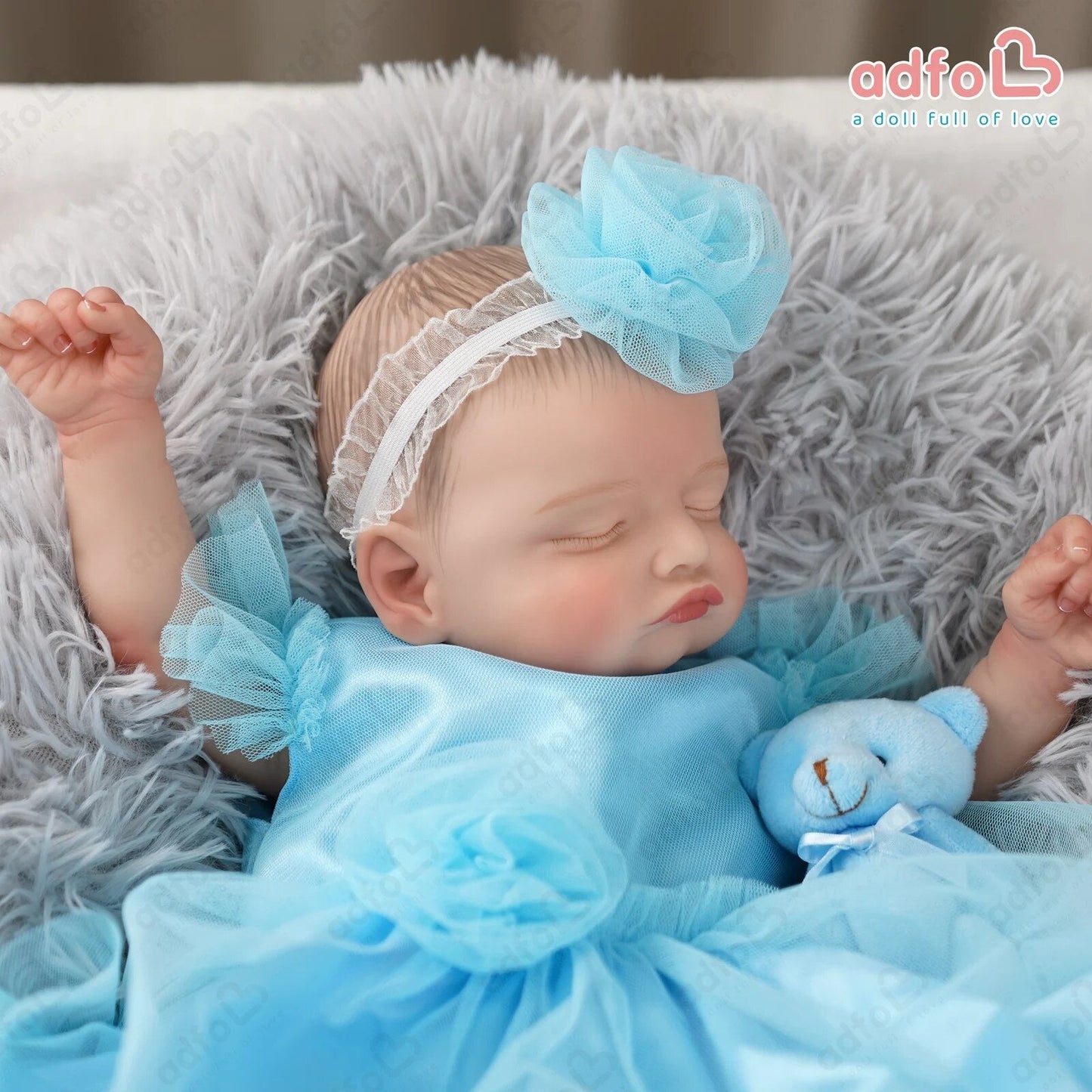 ADFO 51cm Bebe Reborn Dolls Sleeping Rosalie with Rooted Eyelashes Lifelike New image 2