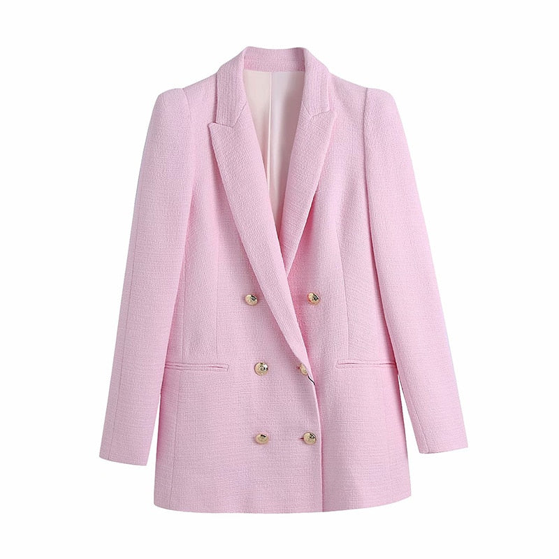 2021 Women Spring Vintage Double Breasted Solid Blazers and Jackets Fashion Tur image 1