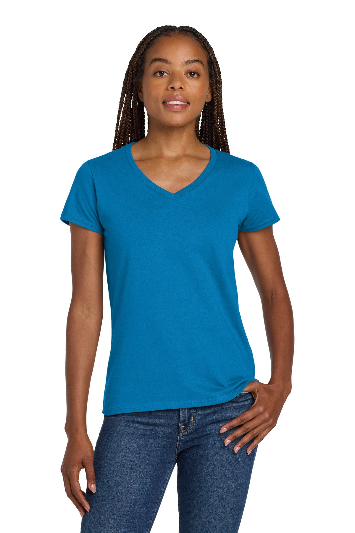 Gildan? Women's Heavy Cotton? 100% Cotton V-Neck T-Shirt. 5V00L