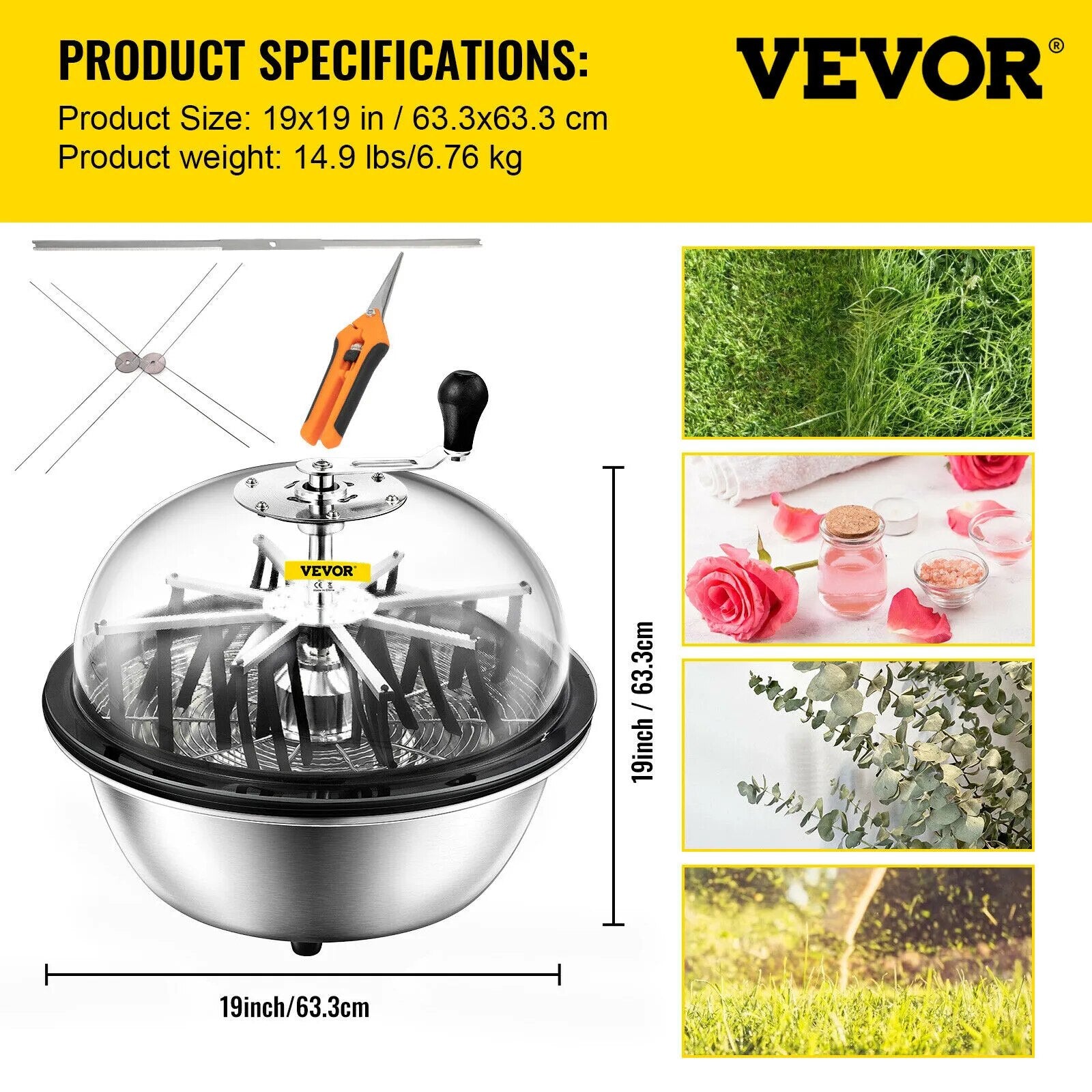 VEVOR Hydroponic Leaf Bowl Leaf Trimmer 16 19 24 Inch Twisted Spin Cut Garden T image 1