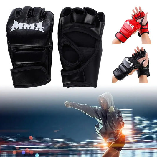1 Pair Professional Boxing Gloves Half Finger Adult Thai PU Sandbag MMA Muay Ka image 0