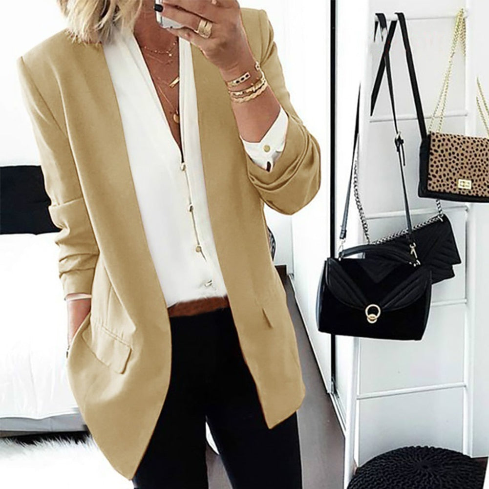Womens Fashion Blazer Jacket Slim Fit Woman Jackets Long Sleeve Blazer Coat Sol image 2