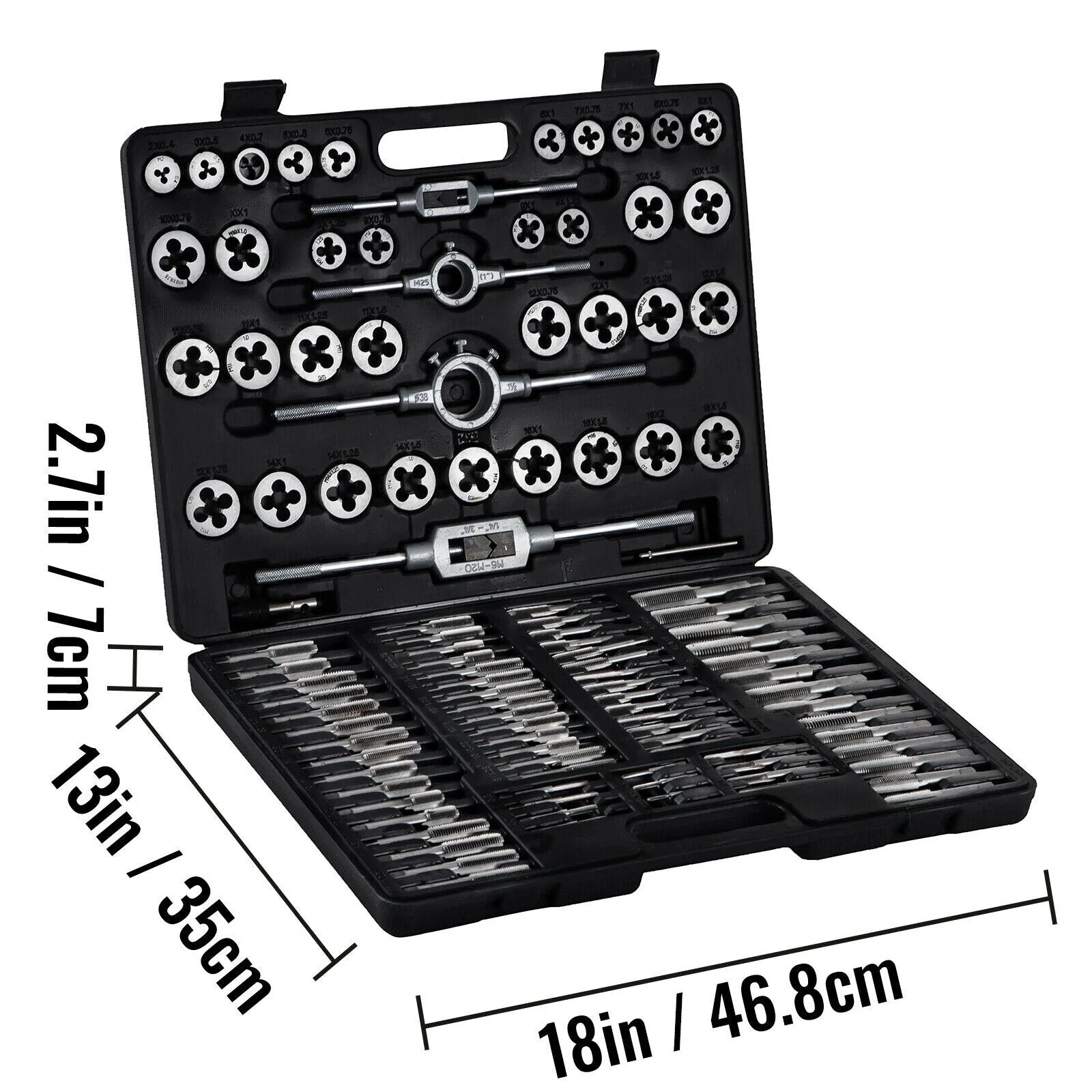 VEVOR Tap and Die Set 110PCS Metric M2-M18 Hand Threading Cutting Wrench Tools image 4
