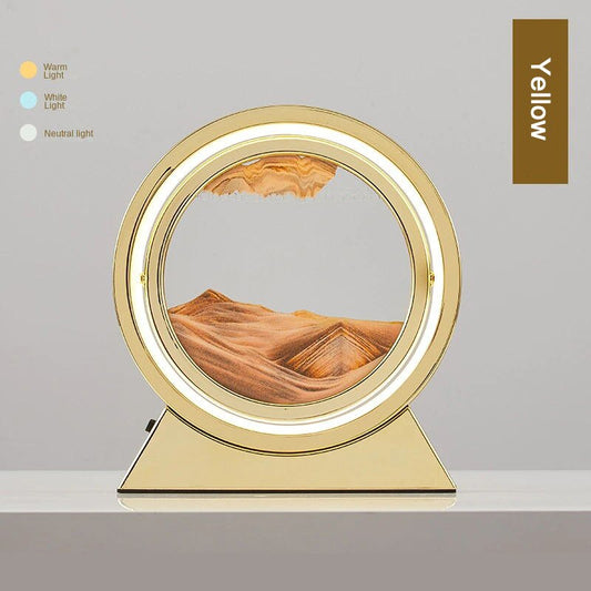 3D Hourglass Quicksand Moving sand art LED lamp sand 360-degree rotation image 0