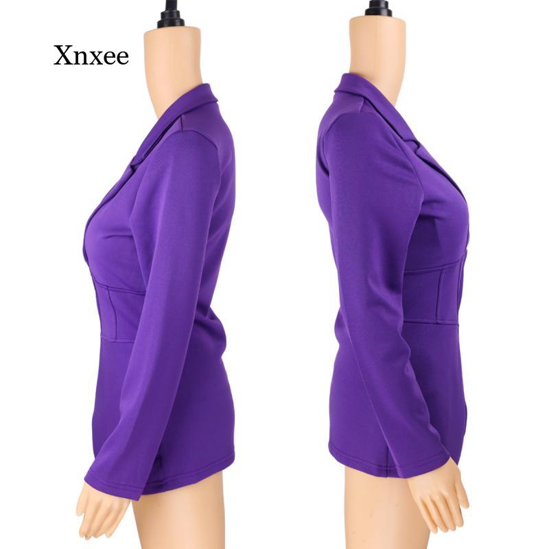 Purple High Waist Blazer Coat Fashion Slim Tops Women Solid Color Long Sleeve J image 6