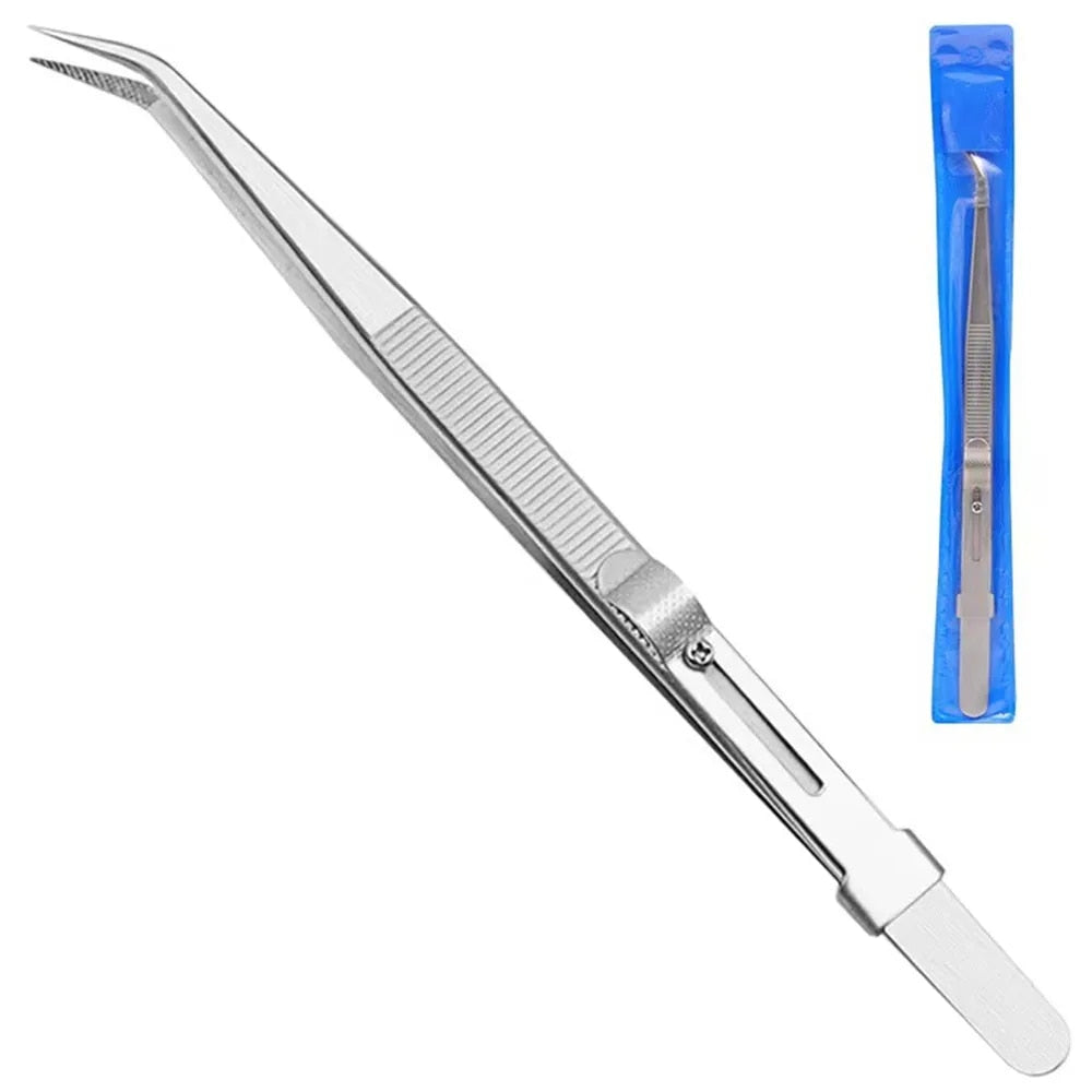 Stainless Steel Tweezers Adjustable Slide Lock Antistatic Tweezers Jewelry Maki image 6