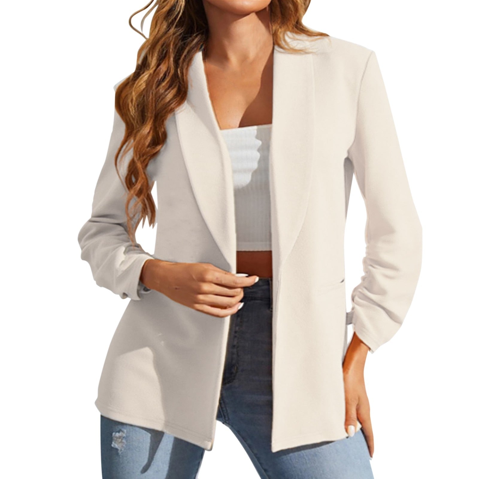 Women's Solid Colour Lapel Casual Small Suit Jacket image 3