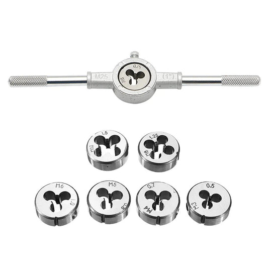 8pcs Thread Tap Twist Drill Bit Wrench Set Alloy Steel Circular Die Wrench Hand image 0