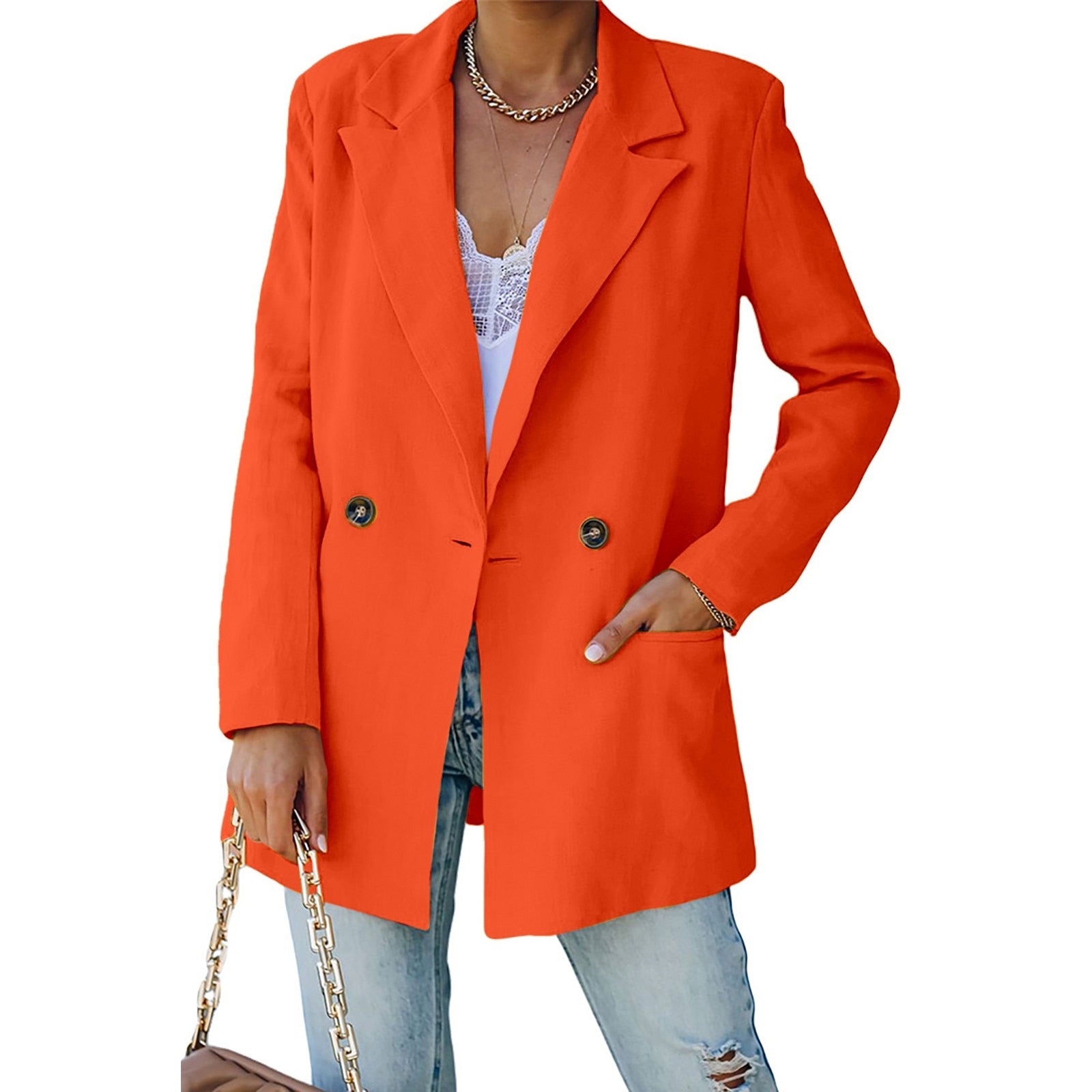 Women's Solid Color V Neck Lapel Women Jackets Casual Casual Jackets for Women image 2