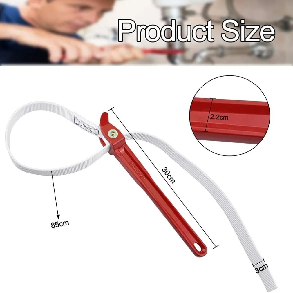 Hot 12'' Oil Filter Handle Belt Strap Anti-sliding Wrench Adjustable Nylon Stra image 5