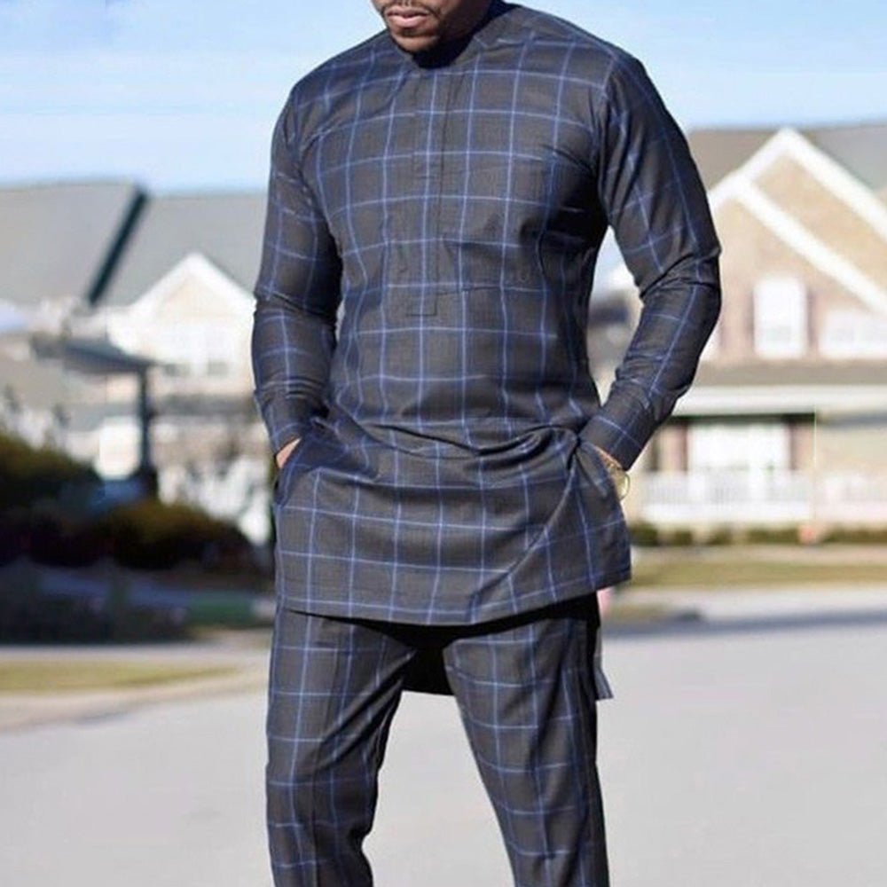 New 2Pc Luxury African Traditional Men's Clothing Elegant Full Suits Male Pant