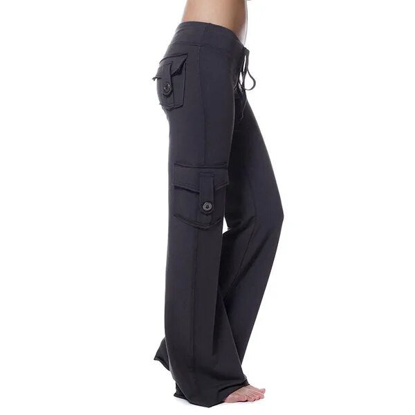 Dropshipping Cargo Pants Women Pants Strong Elastic Wide Leg Trousers Female So