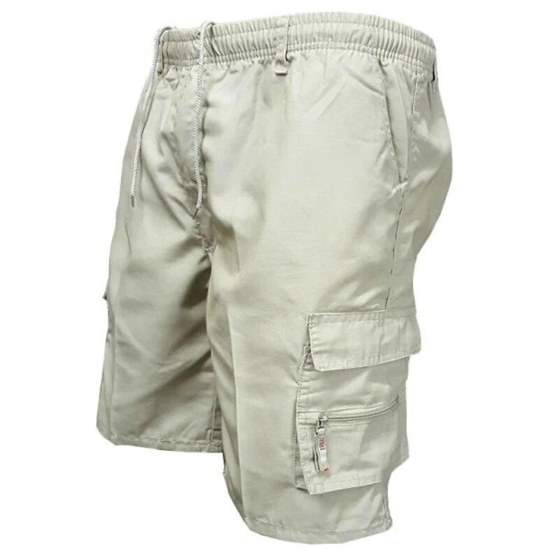 Outdoor Cargo Shorts Male Overalls Elastic Waist Cycling Shorts Multi-pockets L