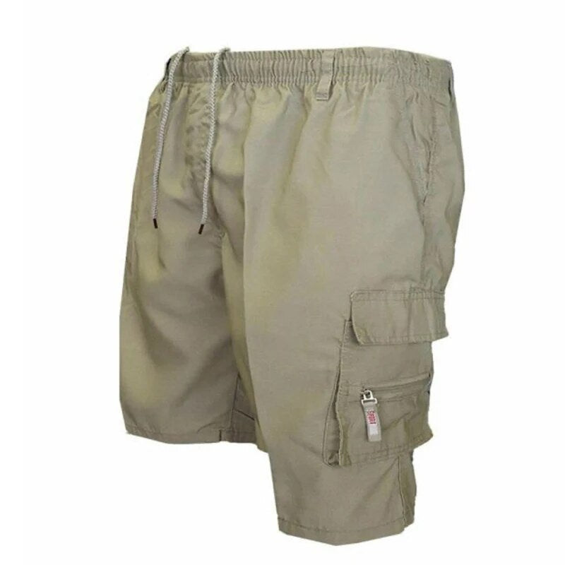 Outdoor Cargo Shorts Male Overalls Elastic Waist Cycling Shorts Multi-pockets L