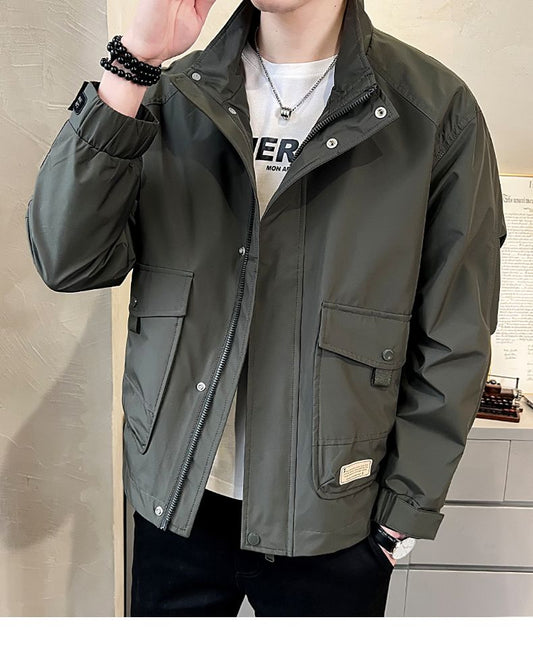 Versatile Autumn Winter Men Solid Casual Loose Simple Aviator Jacket Jacket Coa